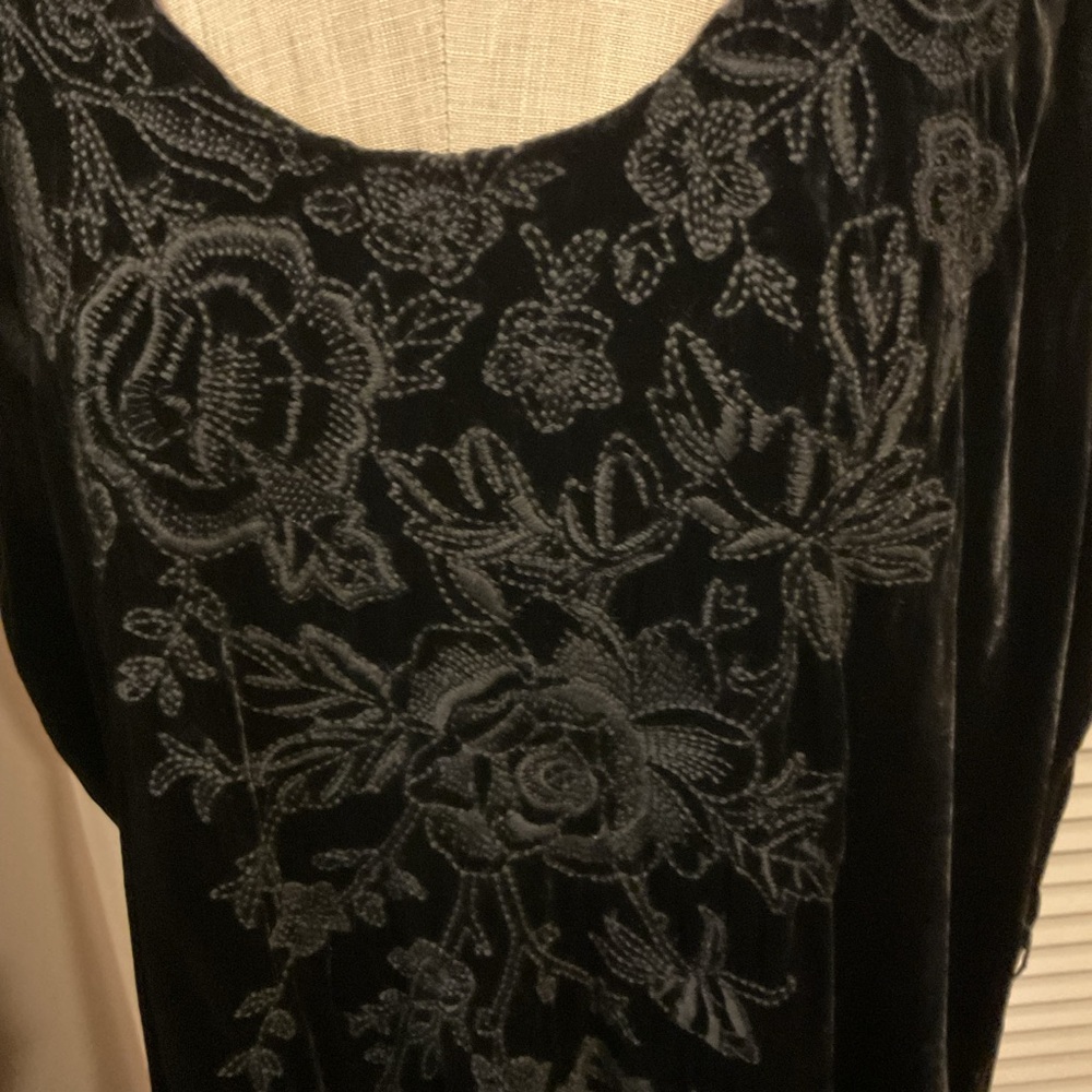 Johnny Was Black Velvet Maxi Dress - Picture 11 of 16